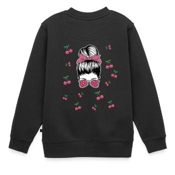 Rockabilly Girl aux cerises - Sweat Premium enfant bio - noir - Dos - AI Model Kid Female (0cm)
