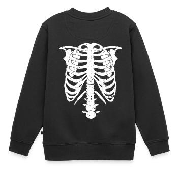 Squelette Costume Coffre Halloween - Sweat Premium enfant bio - noir - Dos - AI Model Kid Female (0cm)