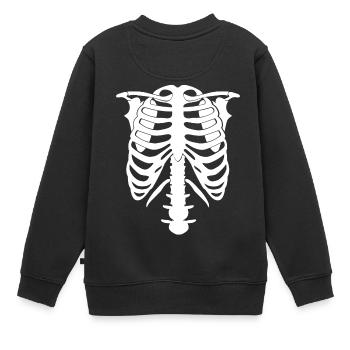 Squelette Costume Coffre Halloween - Sweat Premium enfant bio - noir - Dos - AI Model Kid Female (0cm)