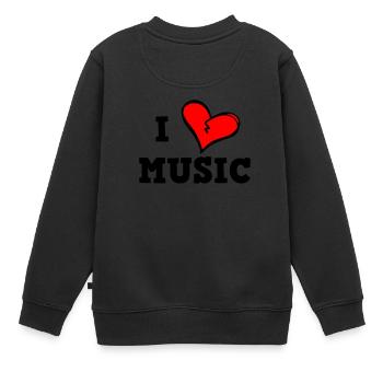 Ich mag Musik - Kinder Premium Organic Sweatshirt - Schwarz - Hinten - AI Model Kid Female (0cm)