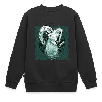 Bélier Modèle de nœud celtique - Sweat Premium enfant bio - noir - Dos - AI Model Kid Female (0cm)