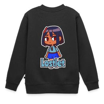 Mädchen wirkt verloren und nachdenklich - Kinder Premium Organic Sweatshirt - Schwarz - Hinten - AI Model Kid Female (0cm)