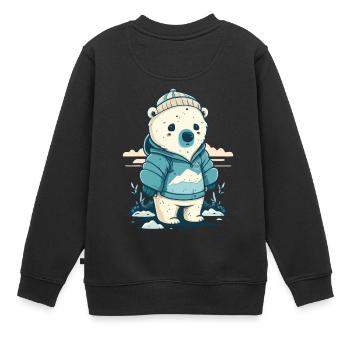 Einsamer kleiner Eisbär - Kinder Premium Organic Sweatshirt - Schwarz - Hinten - AI Model Kid Female (0cm)