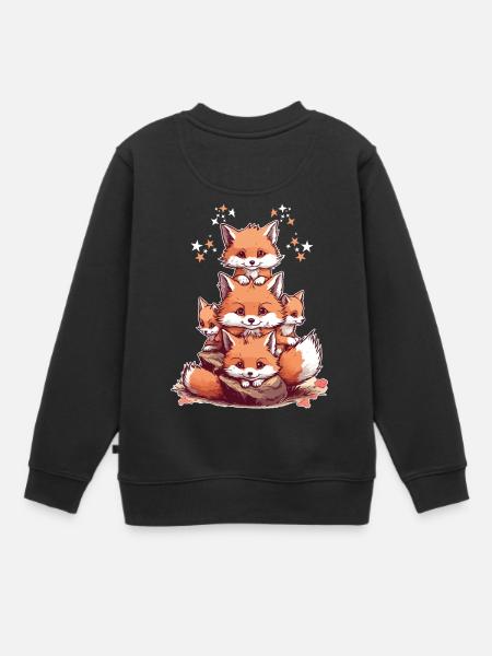 Renard mignons - Sweat Premium enfant bio - noir
