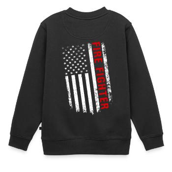 USA Wildland Firefighter Amerikanische Flagge - Kinder Premium Organic Sweatshirt - Schwarz - Hinten - AI Model Kid Female (0cm)