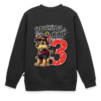 Geburtstagskind 3 Geburtstag Hund Kindergeburtstag - Kinder Premium Organic Sweatshirt - Schwarz - Hinten - AI Model Kid Female (0cm)