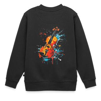 Geige Streetart - Kinder Premium Organic Sweatshirt - Schwarz - Hinten - AI Model Kid Female (0cm)