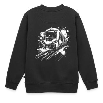 Chemin de fer - Sweat Premium enfant bio - noir - Dos - AI Model Kid Female (0cm)