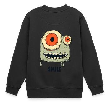 Monstre effrayant avec de grands yeux - Sweat Premium enfant bio - noir - Dos - AI Model Kid Female (0cm)