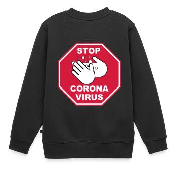 Arrêtez le virus Corona - Sweat Premium enfant bio - noir - Dos - AI Model Kid Female (0cm)