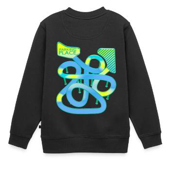 Auto Spielteppich Auf Papas Rücken - Kinder Premium Organic Sweatshirt - Schwarz - Hinten - AI Model Kid Female (0cm)