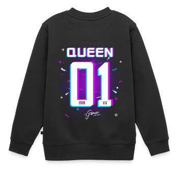 Gamer - King - Queen Geschenk Geschenkidee - Kinder Premium Organic Sweatshirt - Schwarz - Hinten - AI Model Kid Female (0cm)