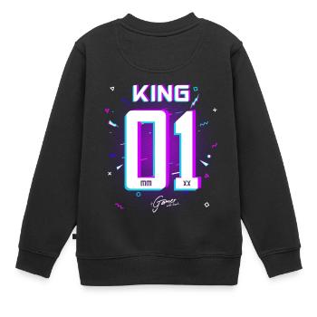 Gamer - King - Queen Geschenk Geschenkidee - Kinder Premium Organic Sweatshirt - Schwarz - Hinten - AI Model Kid Female (0cm)