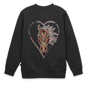 Edler Pferdekopf für Pferdeliebhaber Pferd horse - Kinder Premium Organic Sweatshirt - Schwarz - Hinten - AI Model Kid Female (0cm)