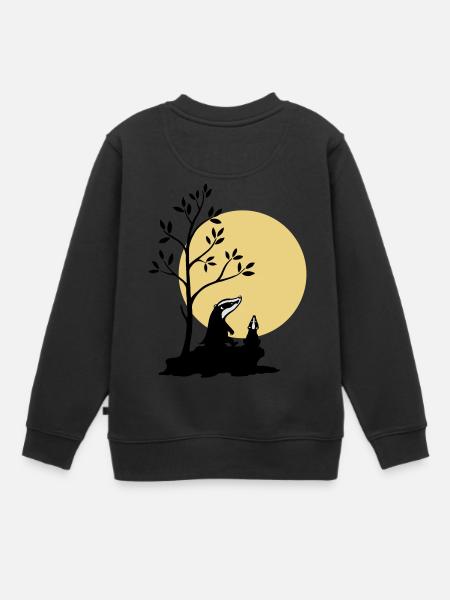 Dachs im Mondlicht - Kinder Premium Organic Sweatshirt - Schwarz
