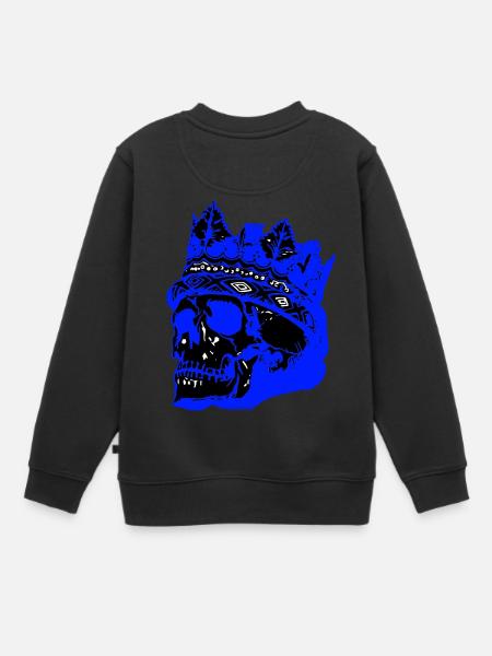 Totenkopf mit Krone - Kinder Premium Organic Sweatshirt - Schwarz