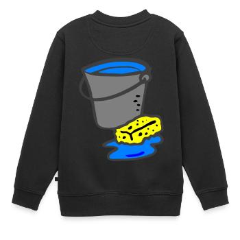 putzen cleaning putzfrau broom wischmop32 - Kinder Premium Organic Sweatshirt - Schwarz - Hinten - AI Model Kid Female (0cm)