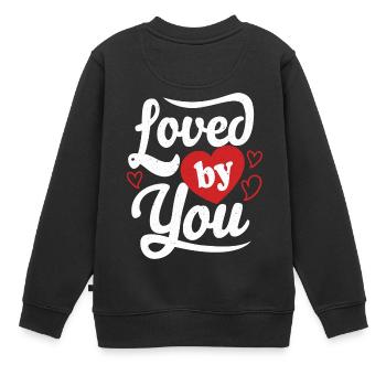 Loved By You Valentinstag Geschenk Liebe - Kinder Premium Organic Sweatshirt - Schwarz - Hinten - AI Model Kid Female (0cm)