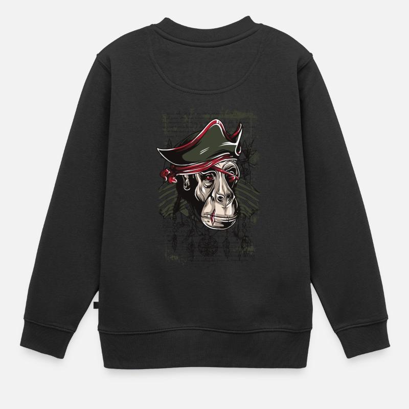 singe pirate - Sweat Premium enfant bio - noir