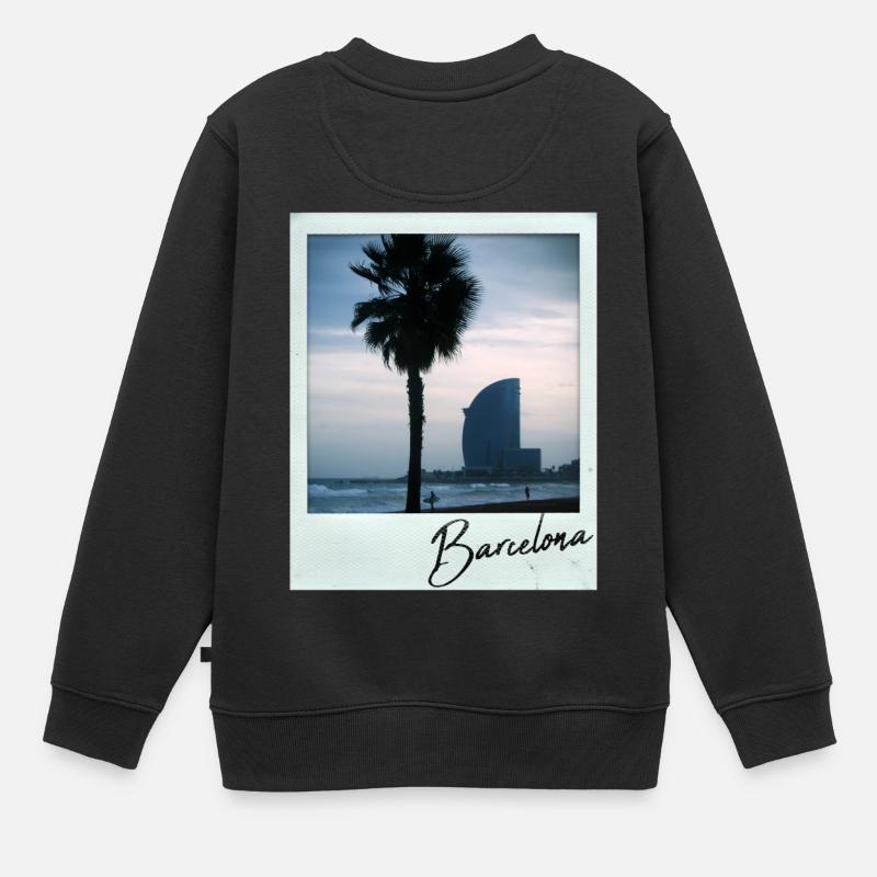 Plage de Barcelone - Sweat Premium enfant bio - noir