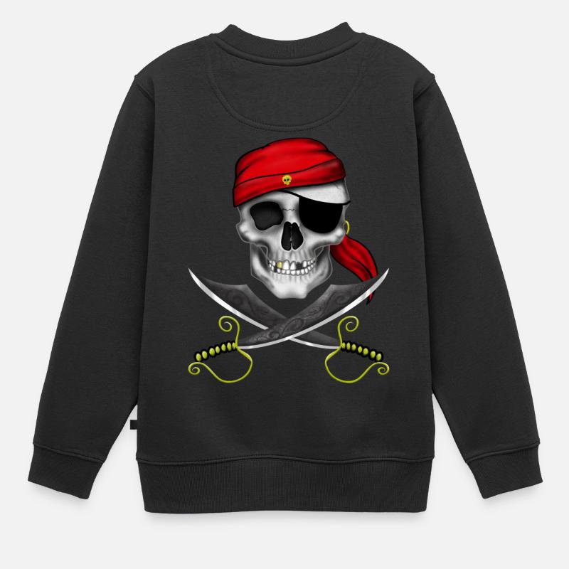Crâne de pirate - Sweat Premium enfant bio - noir