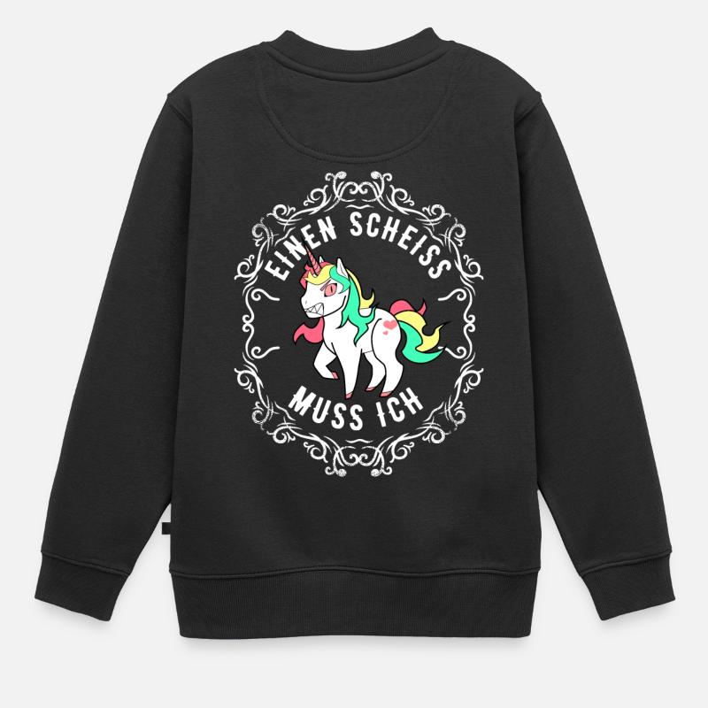 Einen Scheiss muss ich Einhorn - Kinder Premium Organic Sweatshirt - Schwarz