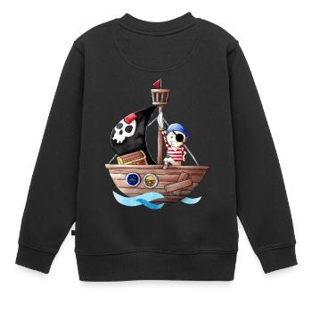 Petit pirate avec son bateau - Sweat Premium enfant bio - noir - Dos - AI Model Kid Female (0cm)