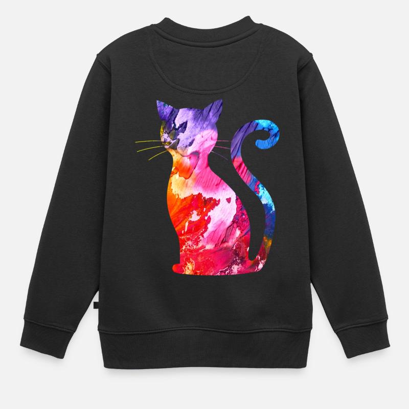 Chat - Sweat Premium enfant bio - noir