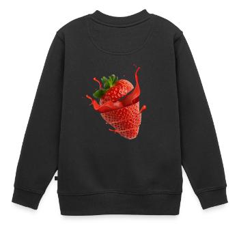 Fraise avec éclaboussure - Sweat Premium enfant bio - noir - Dos - AI Model Kid Female (0cm)