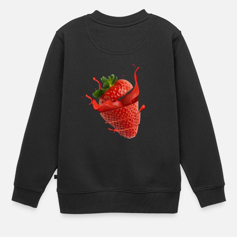 Fraise avec éclaboussure - Sweat Premium enfant bio - noir