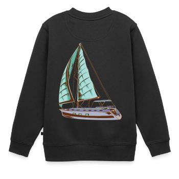 Voilier bateau bateau voilier voilier eau rosé cadeau - Sweat Premium enfant bio - noir - Dos - AI Model Kid Female (0cm)