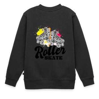 Rollschuhe - Kinder Premium Organic Sweatshirt - Schwarz - Hinten - AI Model Kid Female (0cm)