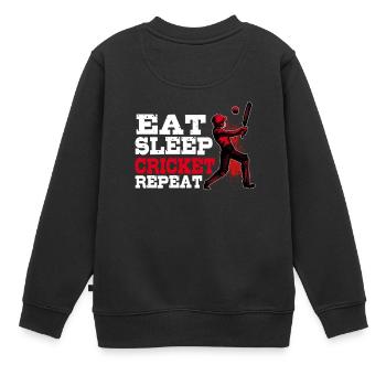 Cadeau de cricket - Sweat Premium enfant bio - noir - Dos - AI Model Kid Female (0cm)