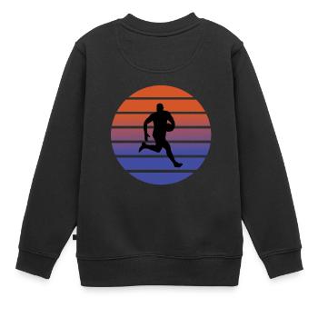 Rugby - Kinder Premium Organic Sweatshirt - Schwarz - Hinten - AI Model Kid Female (0cm)