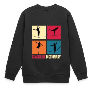 Slackline Lexikon Geschenk - Kinder Premium Organic Sweatshirt - Schwarz - Hinten - AI Model Kid Female (0cm)