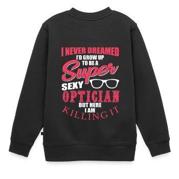 opticien - Sweat Premium enfant bio - noir - Dos - AI Model Kid Female (0cm)