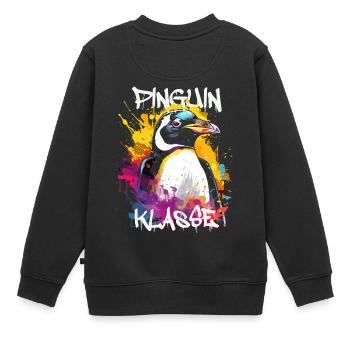 Graffiti Pinguinklasse Grundschule Klassentier - Kinder Premium Organic Sweatshirt - Schwarz - Hinten - AI Model Kid Female (0cm)