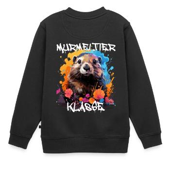 Graffiti Murmeltierklasse Grundschule Klassentier - Kinder Premium Organic Sweatshirt - Schwarz - Hinten - AI Model Kid Female (0cm)