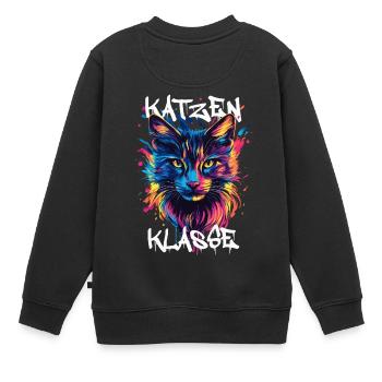 Graffiti Katzenklasse Grundschule Klassentier - Kinder Premium Organic Sweatshirt - Schwarz - Hinten - AI Model Kid Female (0cm)