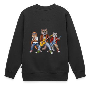 Cats Rockmusiker - Kinder Premium Organic Sweatshirt - Schwarz - Hinten - AI Model Kid Female (0cm)