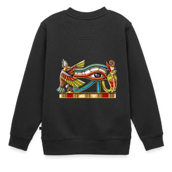 Oeil Egyptien D’Horus - Sweat Premium enfant bio - noir - Dos - AI Model Kid Female (0cm)