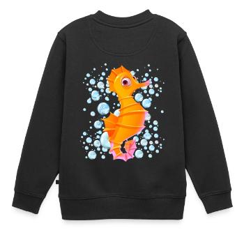 Bulles d’hippocampes - Sweat Premium enfant bio - noir - Dos - AI Model Kid Female (0cm)
