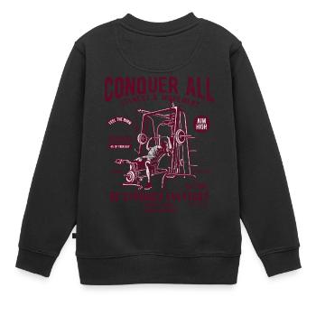 FITNESS & MOVEMENT - Fitness & Training Shirt - Kinder Premium Organic Sweatshirt - Schwarz - Hinten - AI Model Kid Female (0cm)