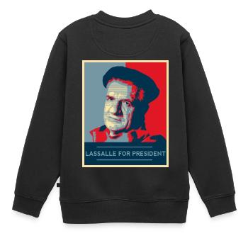 "Lassalle-Obama For President" - Sweat Premium enfant bio - noir - Dos - AI Model Kid Female (0cm)