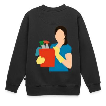 Nettoyage Nettoyage Nettoyage dame balai wischmop38 - Sweat Premium enfant bio - noir - Dos - AI Model Kid Female (0cm)