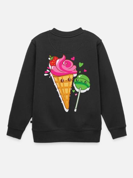 Bonne crème glacée et les sucettes sont amoureux - Sweat Premium enfant bio - noir