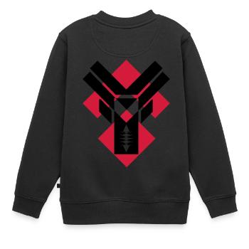 Géométrique Y - Sweat Premium enfant bio - noir - Dos - AI Model Kid Female (0cm)