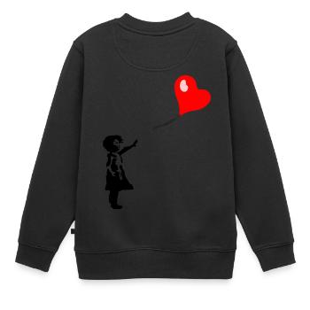 Ballon Mädchen Herz - Kinder Premium Organic Sweatshirt - Schwarz - Hinten - AI Model Kid Female (0cm)