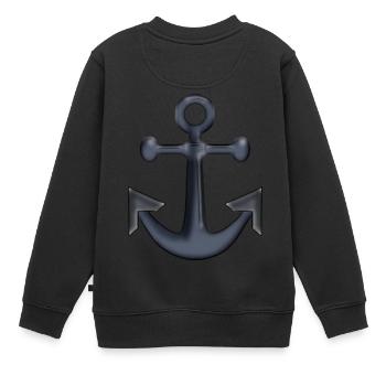 Anker - Kinder Premium Organic Sweatshirt - Schwarz - Hinten - AI Model Kid Female (0cm)