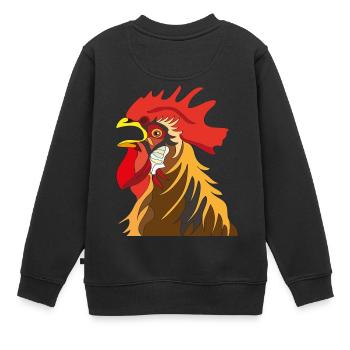 Hahn - Kinder Premium Organic Sweatshirt - Schwarz - Hinten - AI Model Kid Female (0cm)
